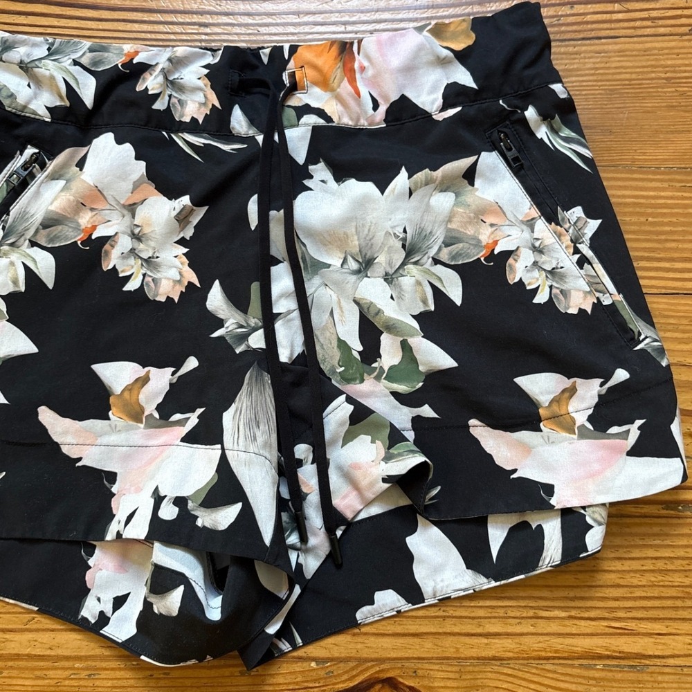 Athleta Black Floral Athletic Shorts - Picture 2 of 6